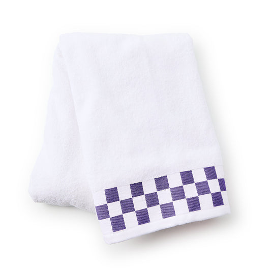 Bath Towel with Plum Check Border