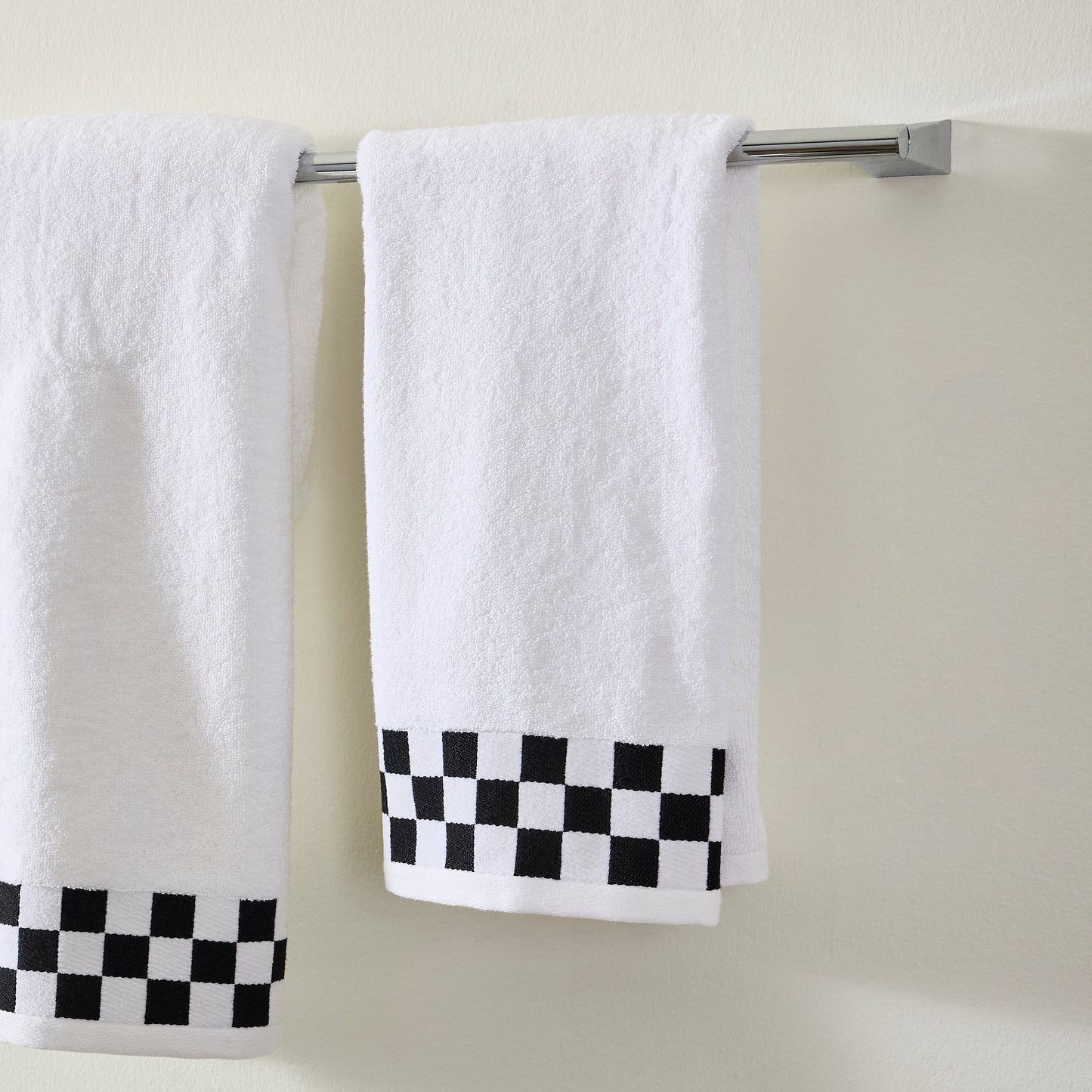 Hand Towel with Black Check Border