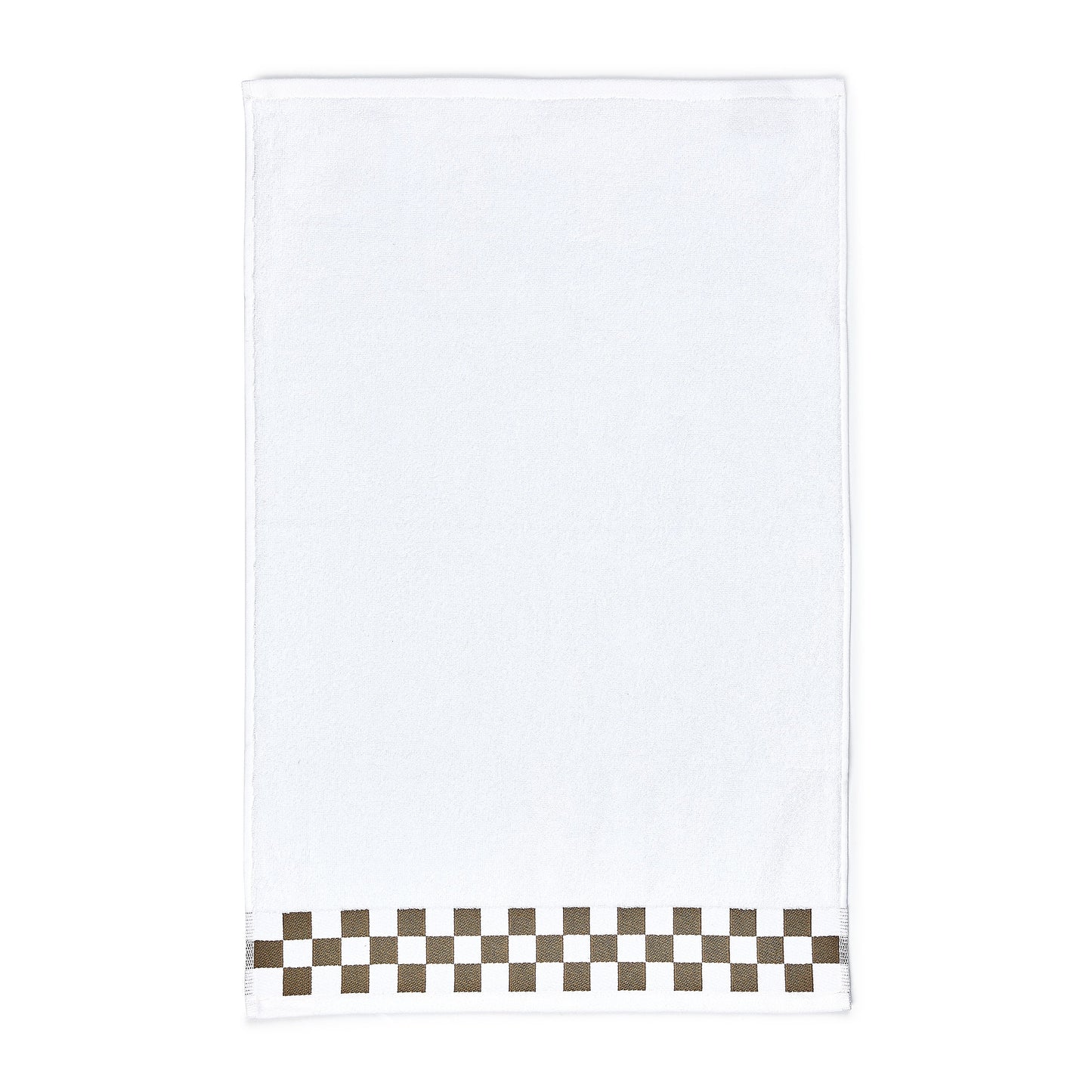 Hand Towel with Mocha Check Border
