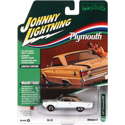 1967 Plymouth GTX - Gloss White 1:64 Scale Diecast Model Car by Johnny Lightning