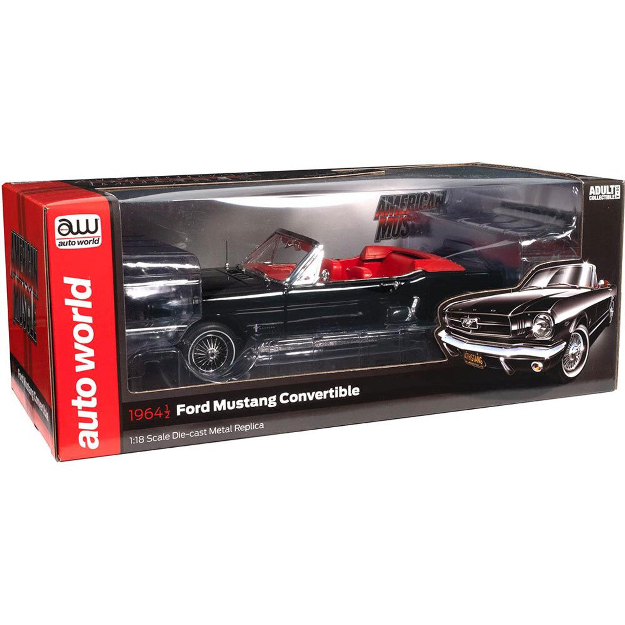 1964.5 Ford Mustang Convertible - Raven Black 1:18 Scale Diecast Model Car by American Muscle - Ertl