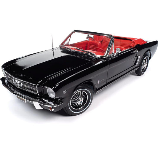 1964.5 Ford Mustang Convertible - Raven Black 1:18 Scale Diecast Model Car by American Muscle - Ertl