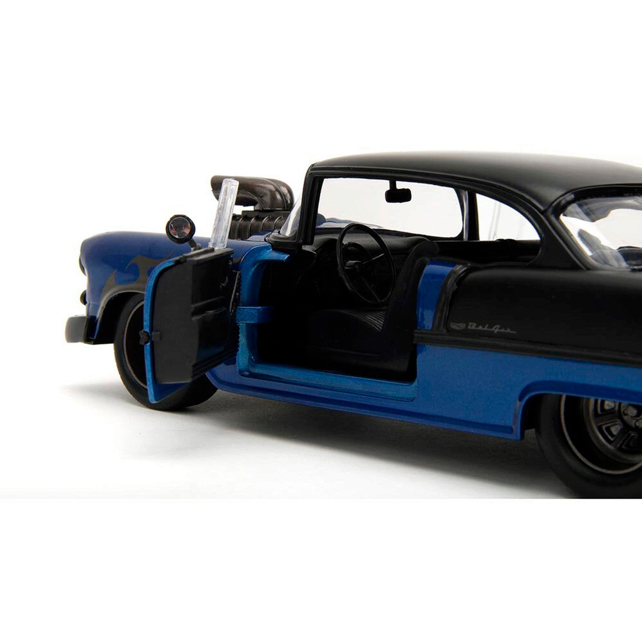 1955 Chevy Bel Air - Blue Supercharged 1:24 Scale Diecast Model Car by Jada Toys