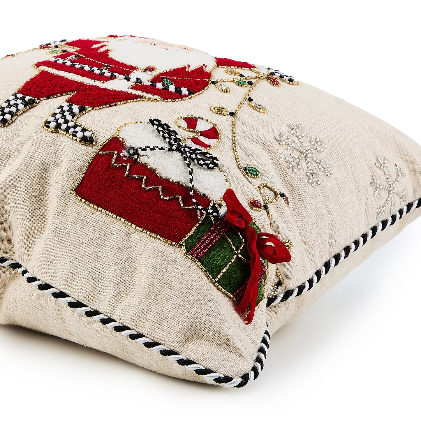 Santa with Tree Lights Throw Pillow