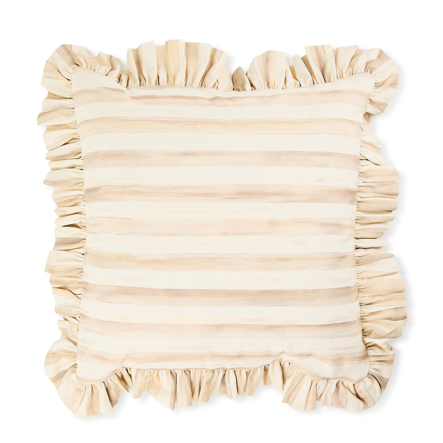 Mocha Stripe Throw Pillow with Ruffle