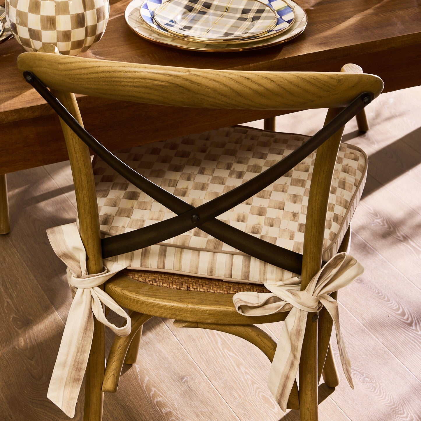 Mocha Check Chair Cushion