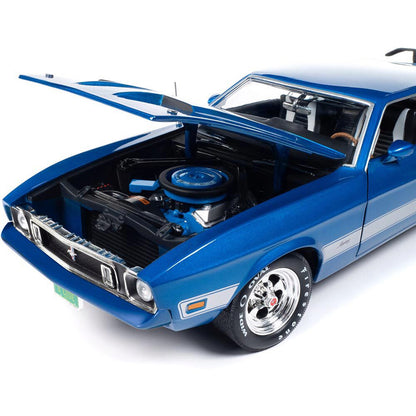 1973 Ford Mustang Mach 1 (Class of 1973) - Blue Glow 1:18 Scale Diecast Model Car by American Muscle - Ertl