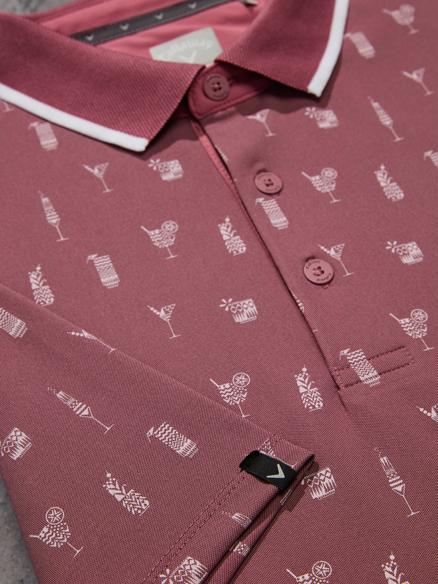 Mens Geo Cocktail Print Golf Polo