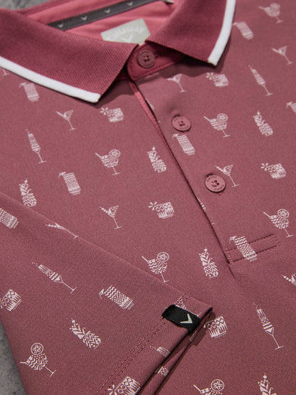 Mens Geo Cocktail Print Golf Polo