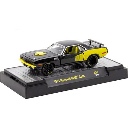 1971 Plymouth Cuda - Black 1:64 Scale Diecast Model Car by M2 Machines