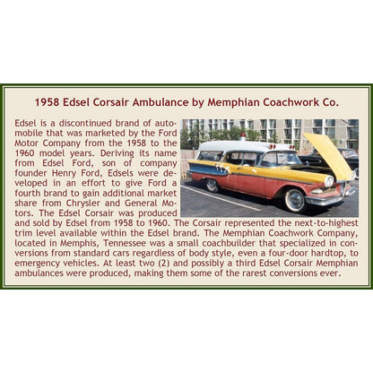 1958 Edsel Corsair Ambulance by Memphian Coachwork Co. - Orange 1:43 Scale Cast Resin Model Car by Esval Models