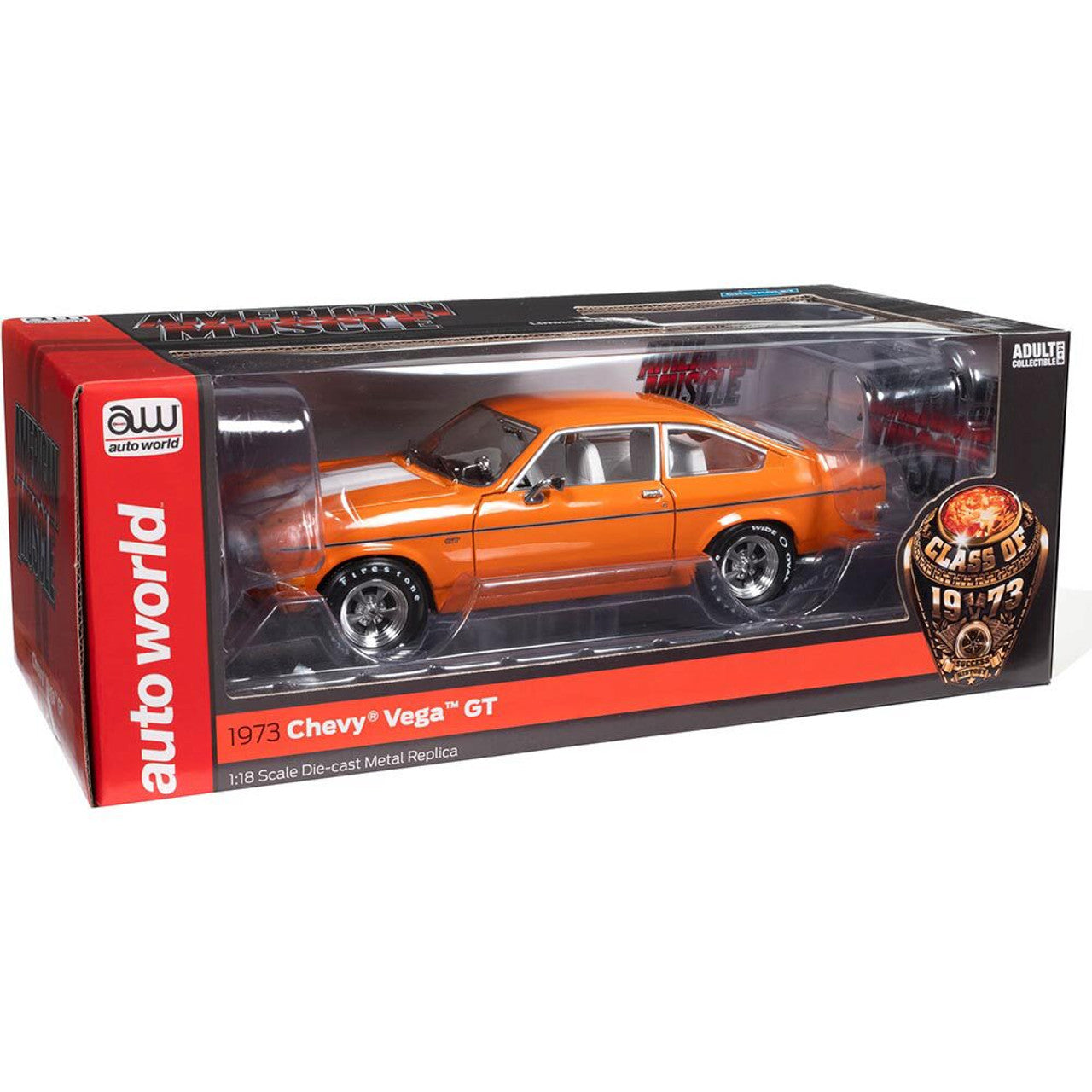 1973 Chevrolet Vega GT (Class of 1973) - Bright Orange 1:18 Scale Diecast Model Car by American Muscle - Ertl