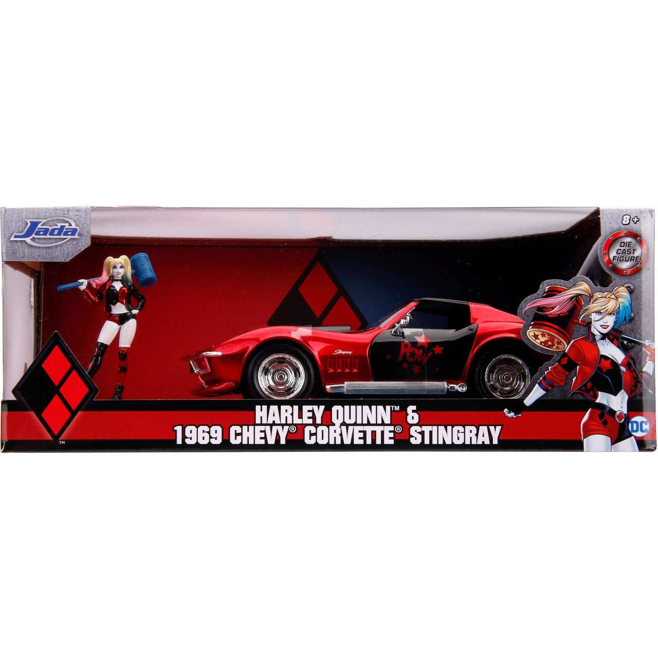 Harley Quinn 1969 Corvette Stingray 1:24 Scale Diecast Model Car by Jada Toys