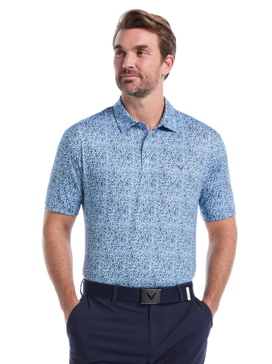 Mens Confetti Hex Print Golf Polo
