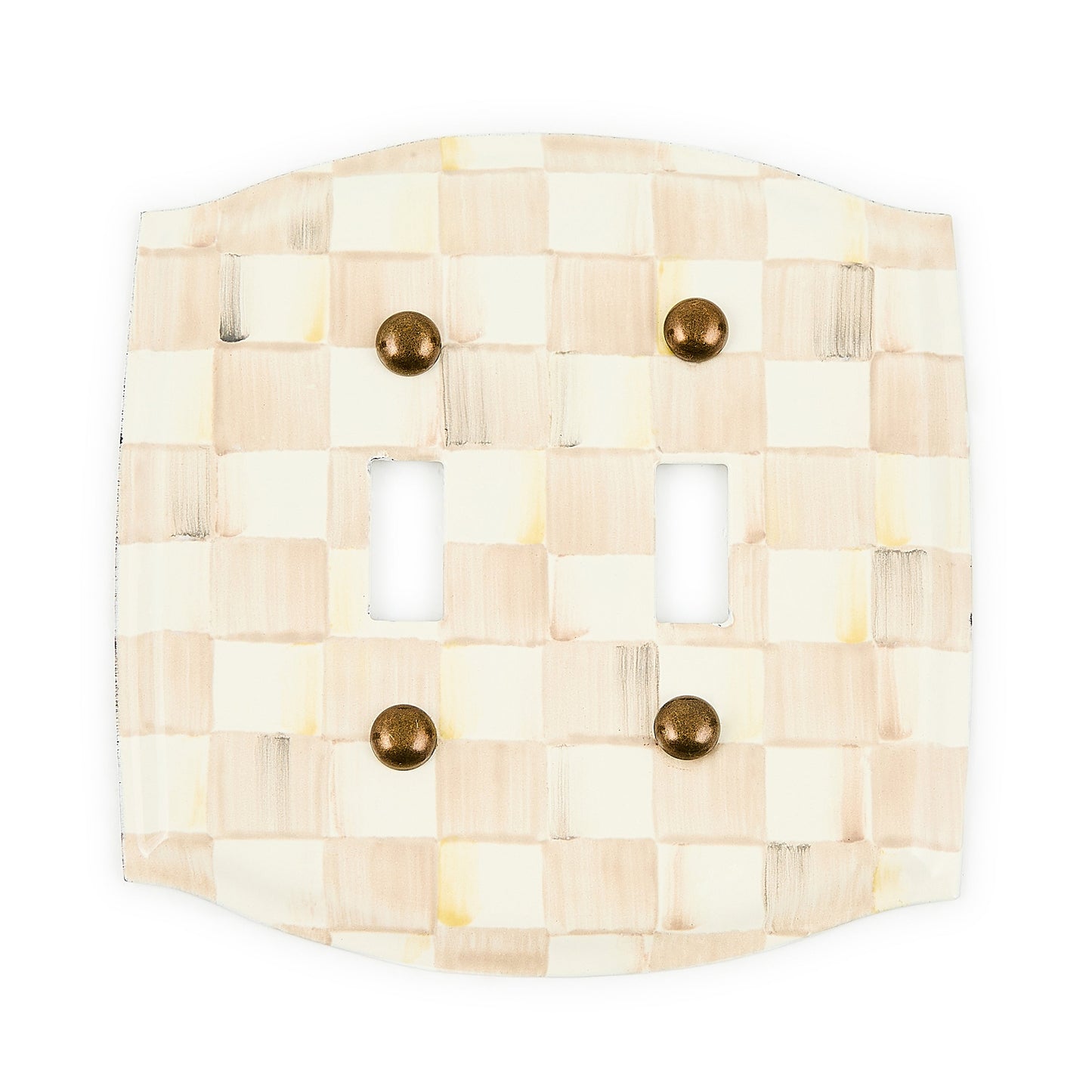 Mocha Check Double Toggle Switch Plate