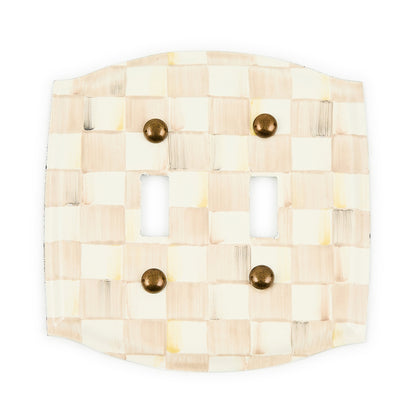 Mocha Check Double Toggle Switch Plate