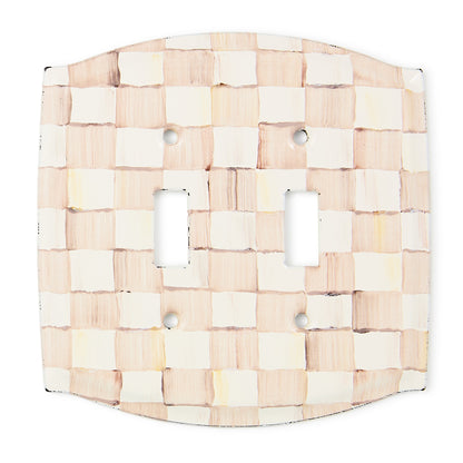 Mocha Check Double Toggle Switch Plate