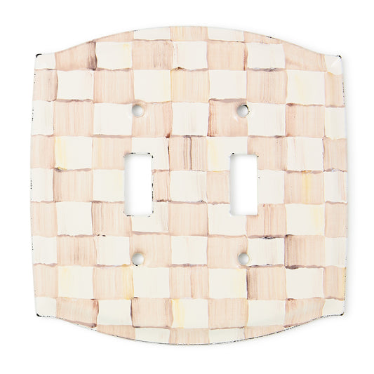 Mocha Check Double Toggle Switch Plate