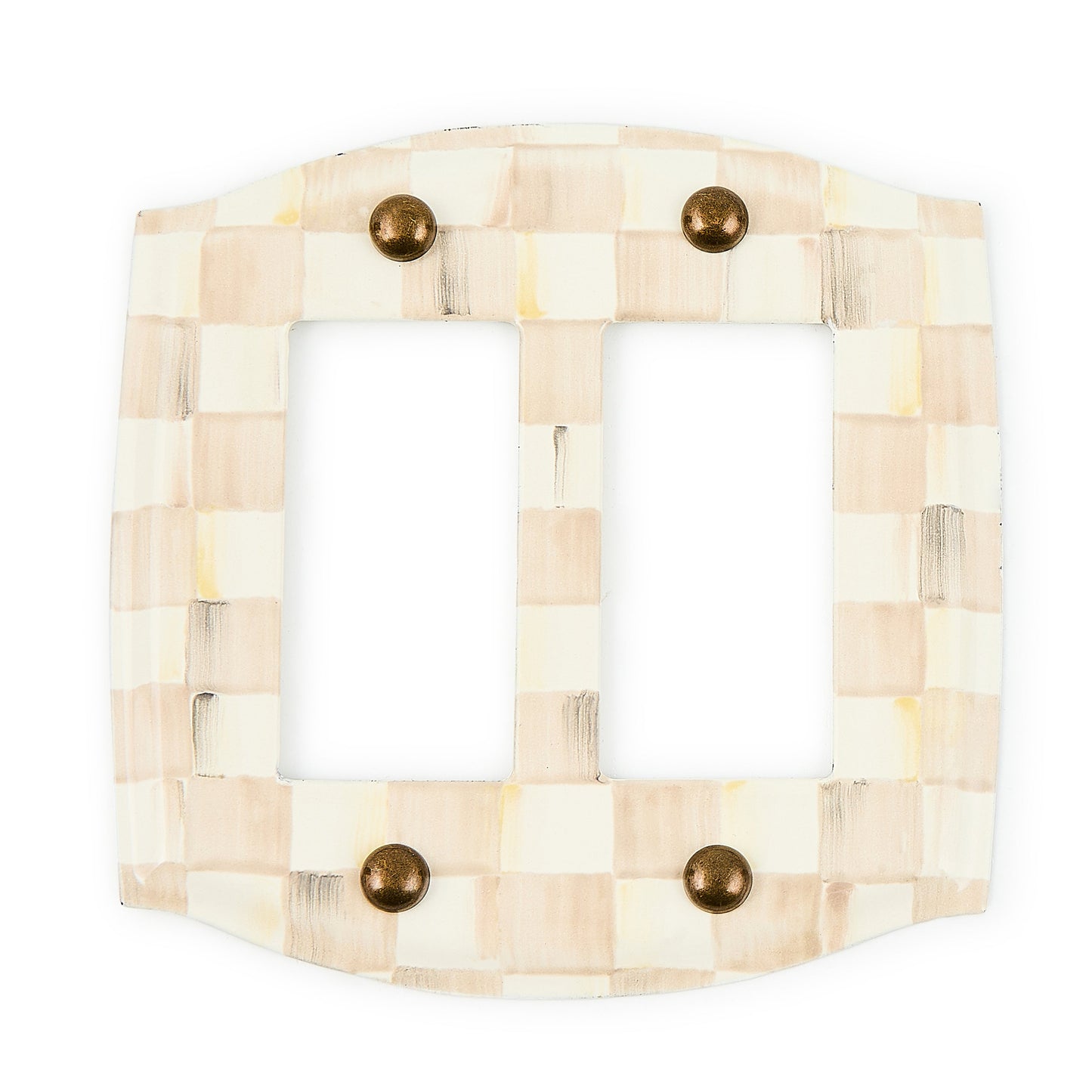 Mocha Check Double Rocker Switch Plate