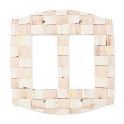 Mocha Check Double Rocker Switch Plate