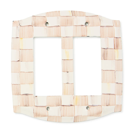 Mocha Check Double Rocker Switch Plate
