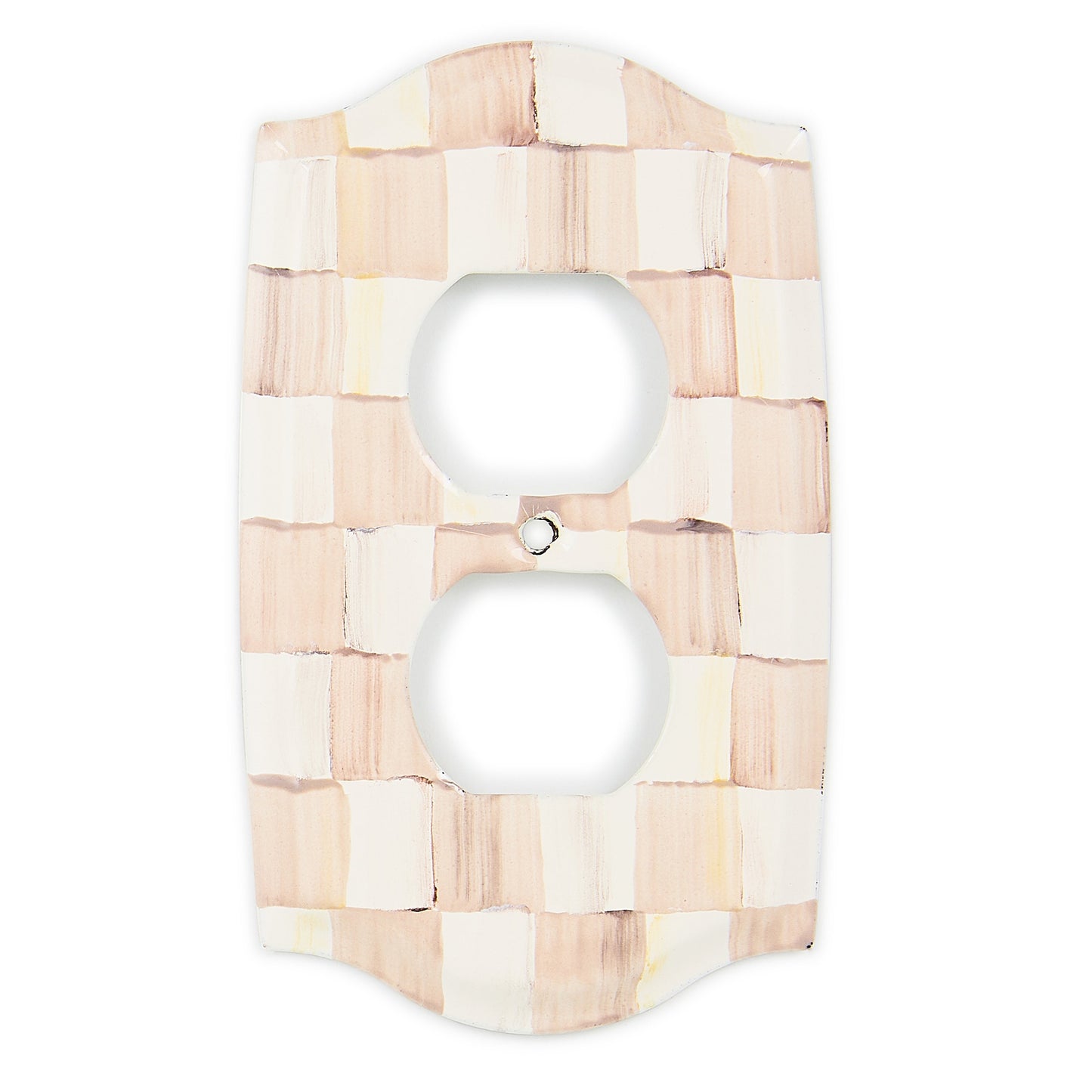 Mocha Check Double Outlet Cover