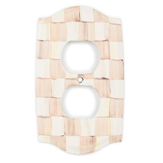Mocha Check Double Outlet Cover