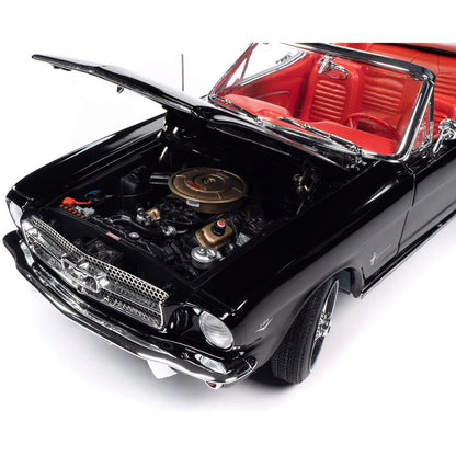 1964.5 Ford Mustang Convertible - Raven Black 1:18 Scale Diecast Model Car by American Muscle - Ertl