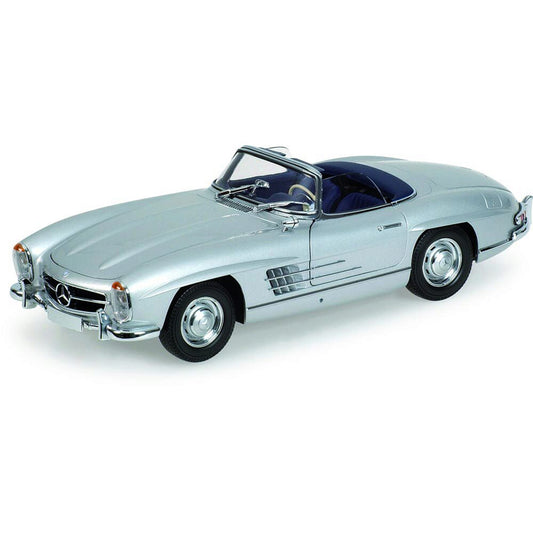 1957 Mercedes-Benz 300 SL Roadster (W198) - Silver W/Fitted Luggage 1:18 Scale Diecast Model Car by Minichamps