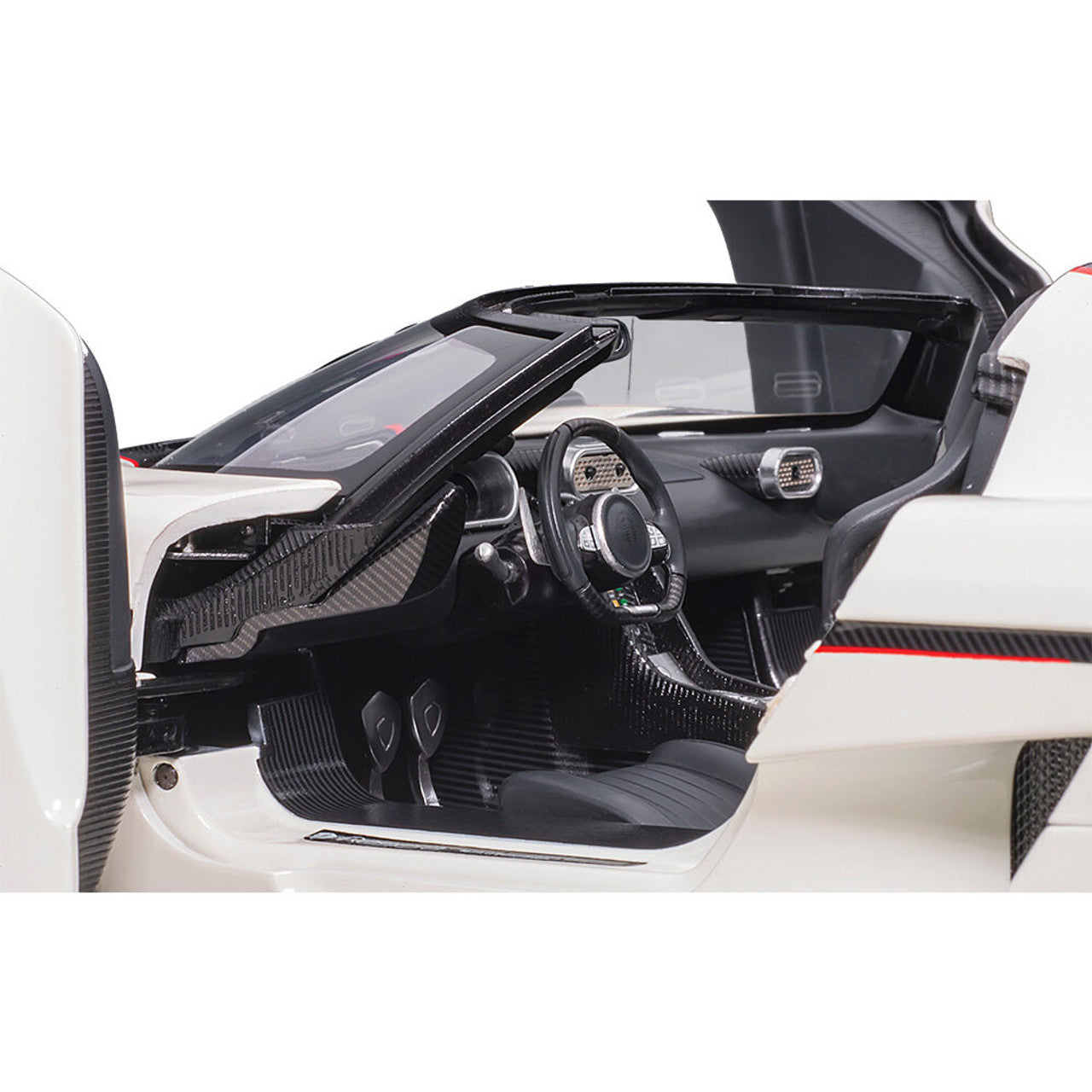 Koenigsegg Regera - White w/Carbon Accents 1:18 Scale Composite Diecast Model Car by AutoArt