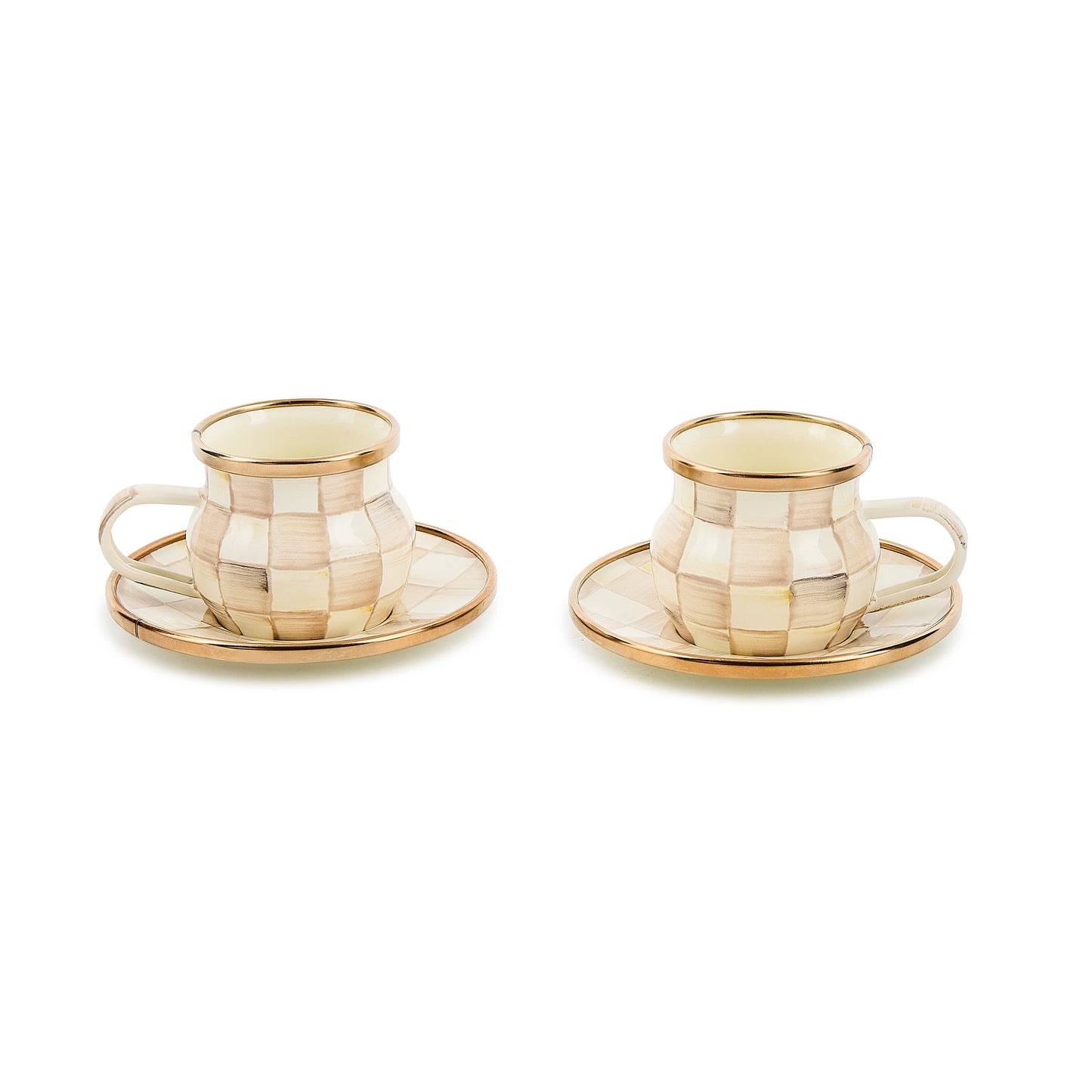 Mocha Check Espresso Cup &amp; Saucer Set