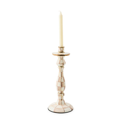Mocha Check Large Candlestick