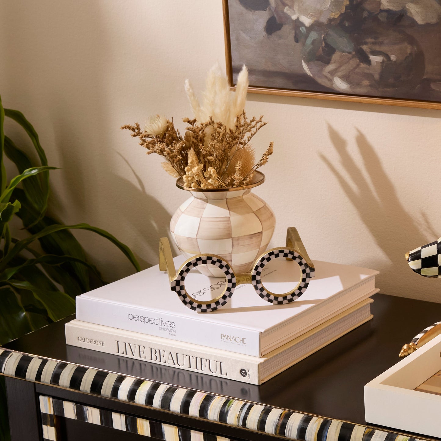 Mocha Check Vase