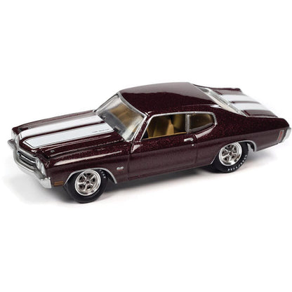 1970 Chevrolet SS 454-Black Cherry w/White Stripe 1:64 Scale Diecast Model Car by Johnny Lightning