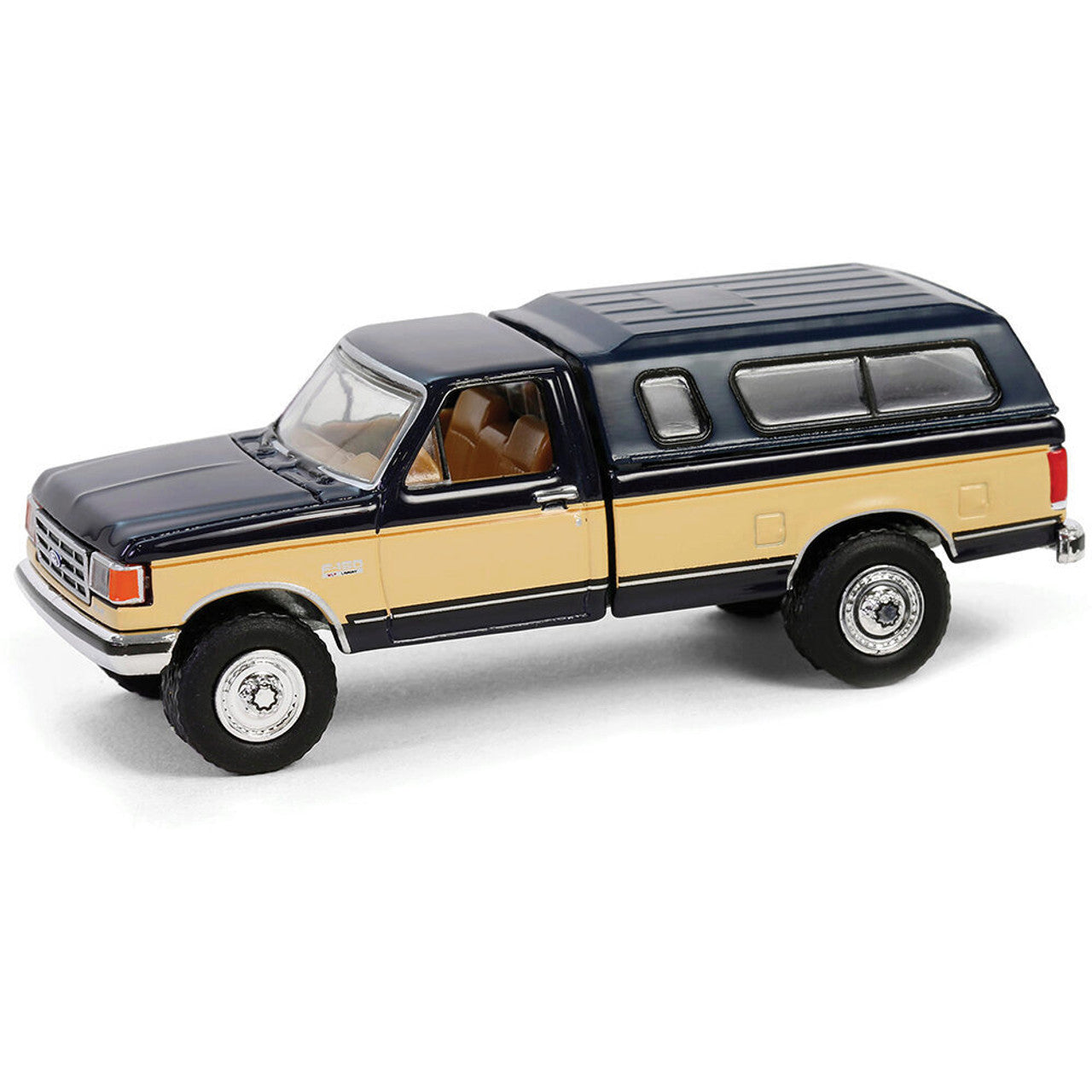 1991 Ford F-150 XLT Lariat with Camper Shell & | Greenlight 1:64 Scale Diecast Model Truck by Greenlight