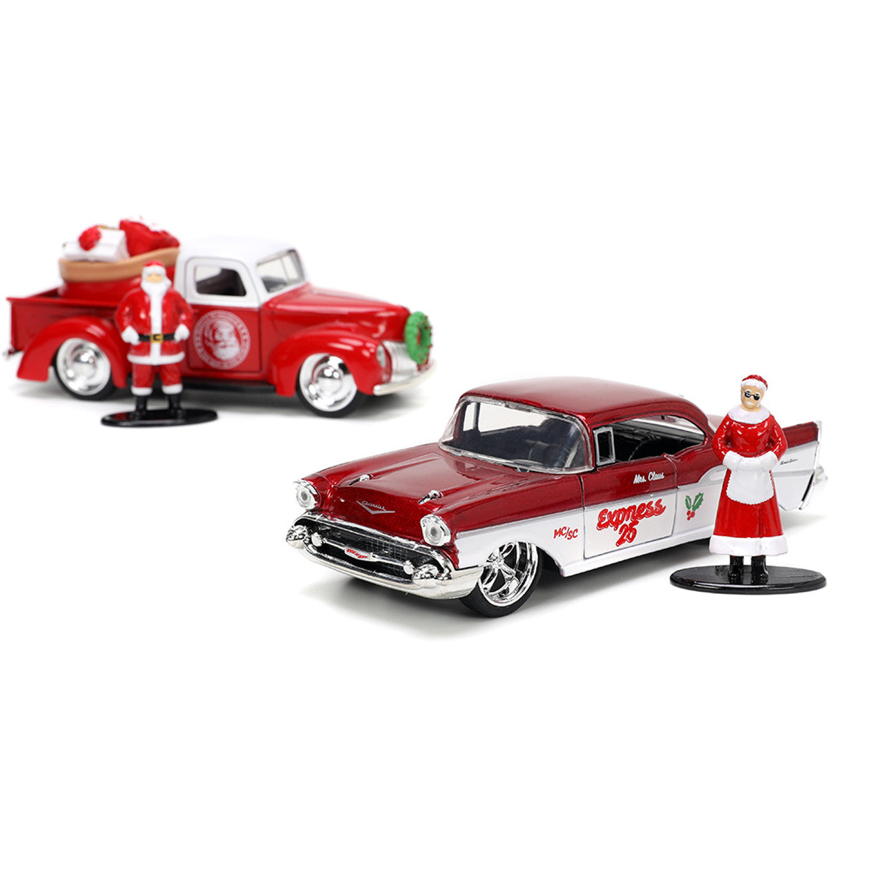 Santa & Mrs. Clause 1940 Ford Pickup and 1957 | Jada Toys 1:32 Scale Diecast Model Truck by Jada Toys