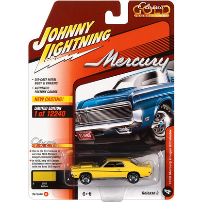 1969 Mercury Cougar Eliminator - Yellow 1:64 Scale Diecast Model Car by Johnny Lightning