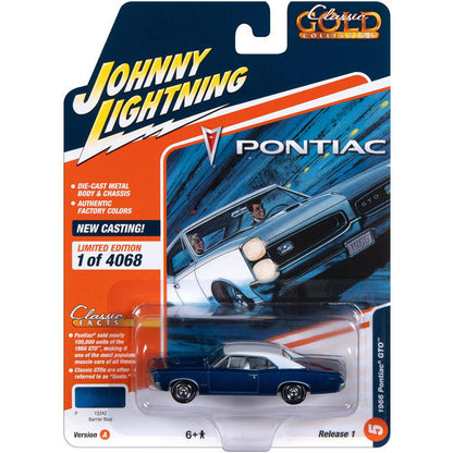 1966 Pontiac GTO - Barrier Blue 1:64 Scale Diecast Model Car by Johnny Lightning