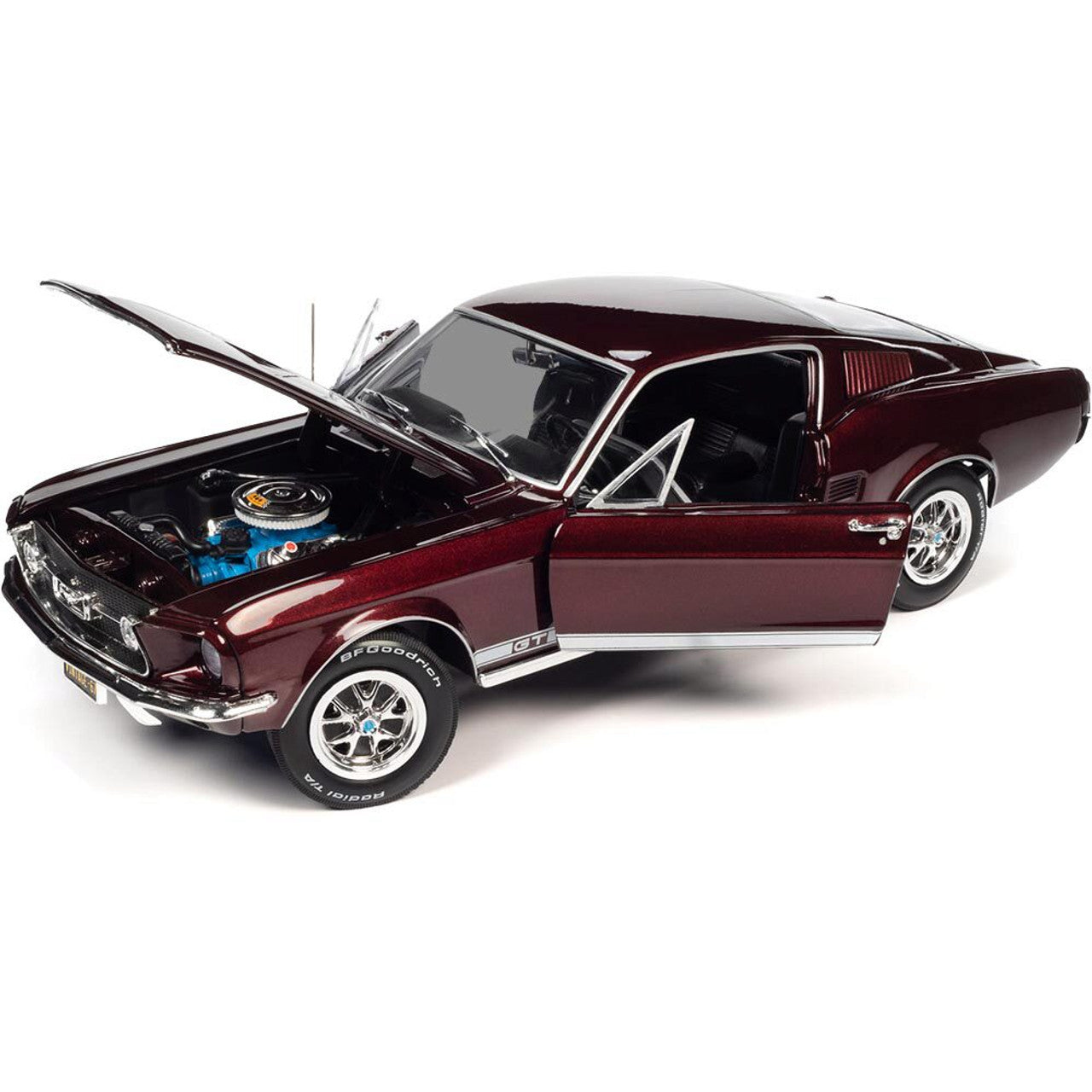 1967 Ford Mustang 2+2 GT - Code X Vintage Burgundy 1:18 Scale Diecast Model Car by American Muscle - Ertl