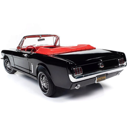 1964.5 Ford Mustang Convertible - Raven Black 1:18 Scale Diecast Model Car by American Muscle - Ertl