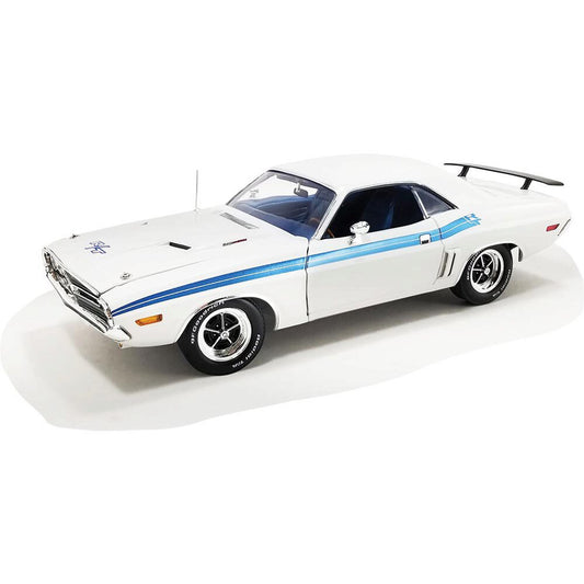 1971 Dodge Challenger R/T - Brite White with Blue 1:18 Scale Diecast Model Car by Acme