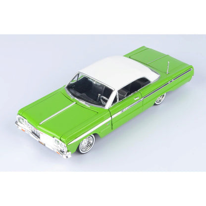1964 Chevy Impala Low Rider - Metallic Light Green with White Top 1:24 Scale Diecast Model Car by Motormax
