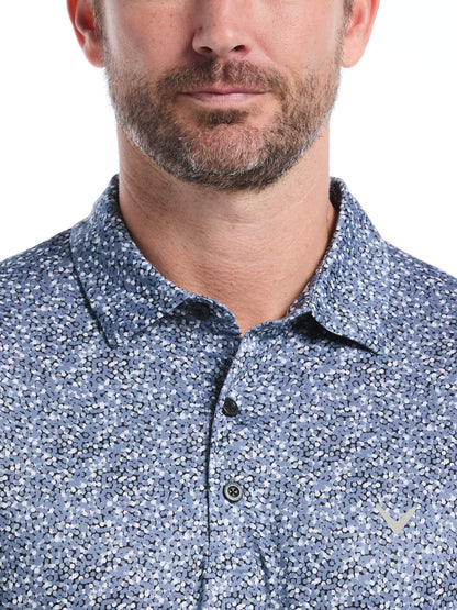 Mens Confetti Hex Print Golf Polo