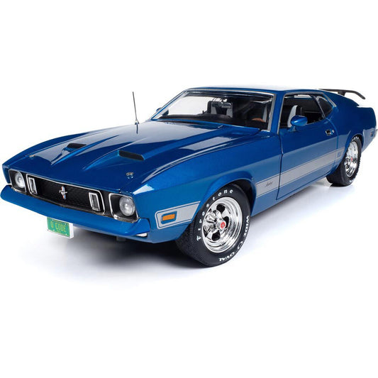 1973 Ford Mustang Mach 1 (Class of 1973) - Blue Glow 1:18 Scale Diecast Model Car by American Muscle - Ertl