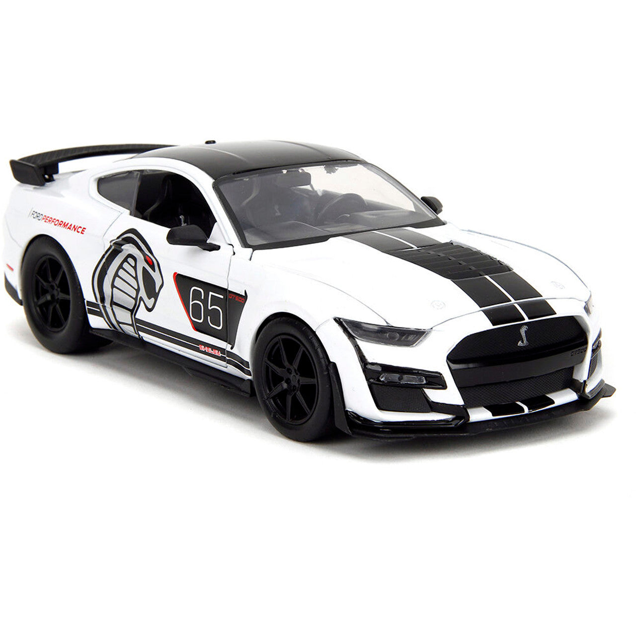 2020 Ford Mustang Shelby G.T. 500 - #65 White 1:24 Scale Diecast Model Car by Jada Toys
