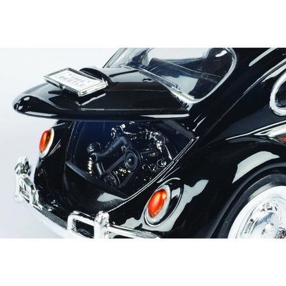 Volkswagen Beetle with Surfboard - Black 1:24 Scale Diecast Model Car by Motormax