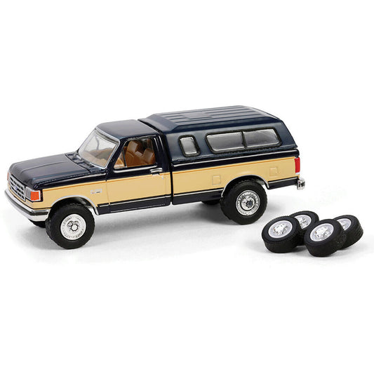 1991 Ford F-150 XLT Lariat with Camper Shell & | Greenlight 1:64 Scale Diecast Model Truck by Greenlight