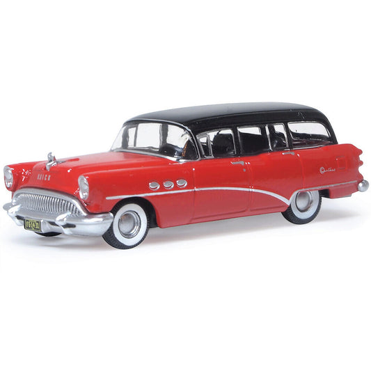 1954 Buick Century Estate Wagon - Matador Red / Black 1:87 Scale Diecast Model Car by Oxford Diecast