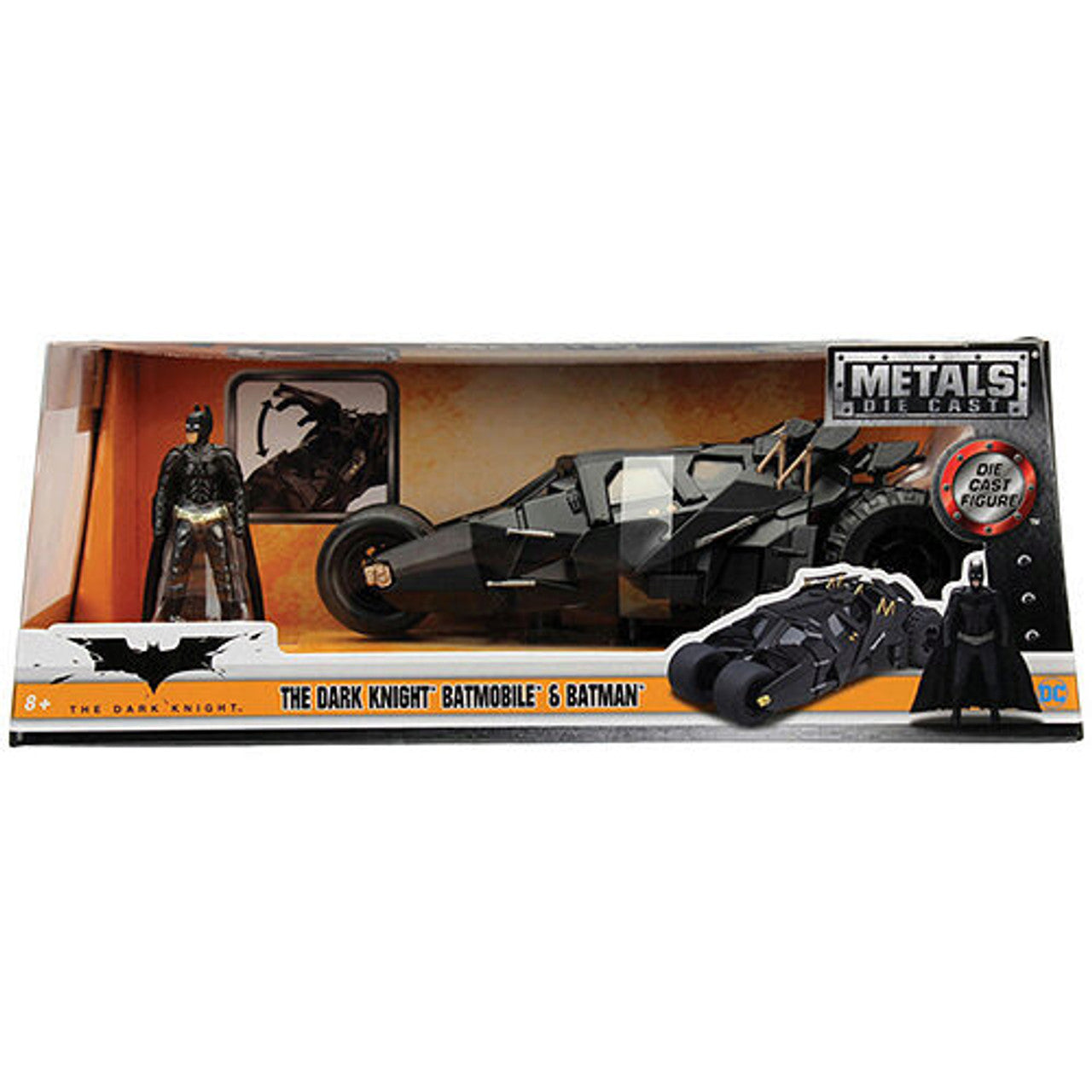 2008 Dark Knight Batmobile & Diecast Batman 1:24 Scale Diecast Model by Jada Toys