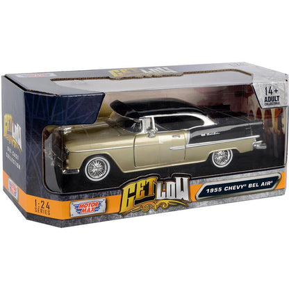 1955 Chevy Bel Air Low Rider with Visor - Gold 1:24 Scale Diecast Model Car by Motormax